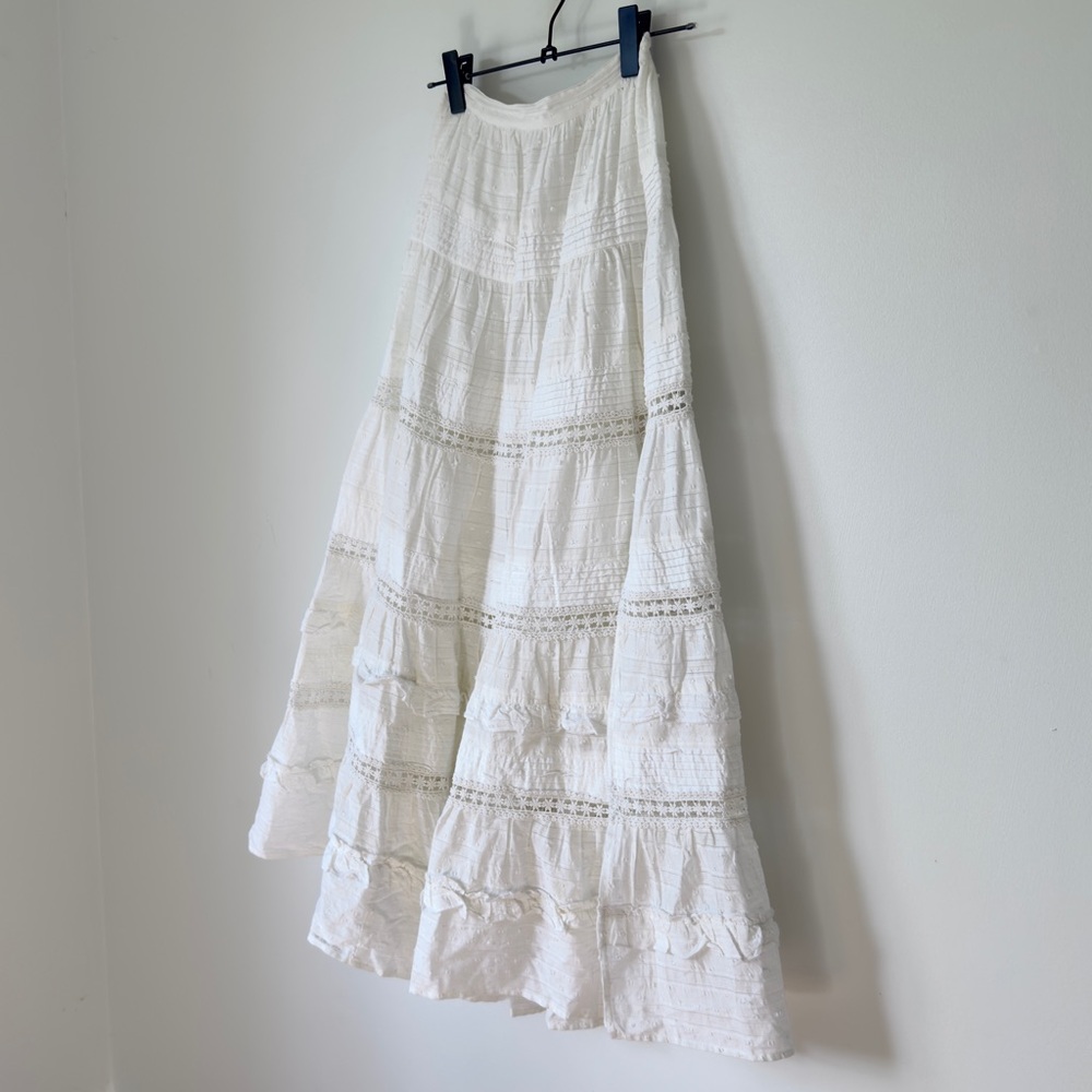 Miss Selfridge White Ruffle Eyelet Midi Skirt